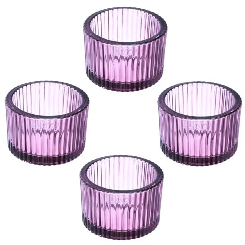 PATIKIL Porte-Bougies en Verre Violet, Lot de 4, Mariage, Dîner, Fête