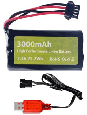 7.4V 3000mah 15C 2S batteria agli ioni di litio con spina SM-4P con cavo di ricarica USB Adatto per EC08 DE85 RC auto camion RC barca RC Drone ingegneria batteria del veicolo