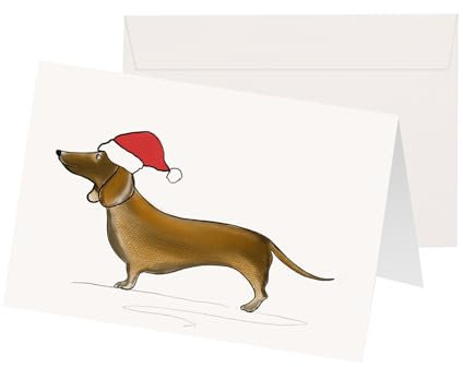 Kera Till Weihnachtskarte Dackel Greeting Card with Illustration, Premium Paper inkl. Umschlag Din A6 MetaPaper Extrasmooth Warmweiß 270g