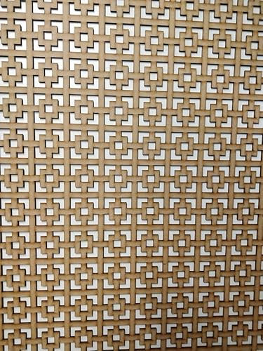 Wooden mesh Decorative Panel, Wall partition, Radiator Cover Grille, Cut-Outs, Kitchen Furniture, Laser Cut in 3mm Thick MDF (Size 1200mm x 620mm) Pimlico Pattern KK1. Made in The UK. (unprimed)