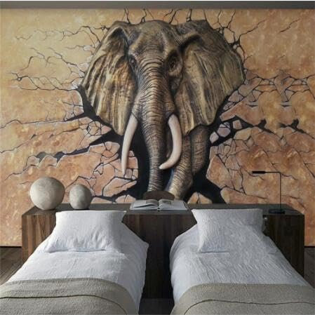 FYRHLH Papier Peint Panoramique 3D Éléphant 3D Papier Peint Murales 3D pour Salon Chambre Restaurant Enfant Murale Moderne Décoration Mural 200cm×140cm(LxH)