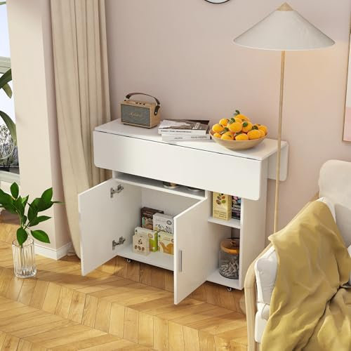 Chleby Sideboard Anrichte Küchenanrichte Aufbewahrung mit Arbeitsplatte Moderne Küchenmöbel Wohnzimmer Stehschrank mit Rollen, klappbarer Esstisch für Küche, Wohnzimmer
