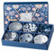 AmiCera Müslischale, blaue und weiße Porzellan-Salatschüssel mit Geschenk-Box, kleine Keramik-Schüsseln, 300 ml, 6 Stück, Schalen für Suppe, Snacks, Reis, spülmaschinen- und ofenfest,