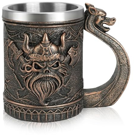 Nave vichinga Drakkar Boccale da birra in acciaio inox, tazza vichinga, boccale da birra vichinga, regali vichinghi per uomini, adatto per la regali per la festa del papà, Oktoberfest (Stile 2)