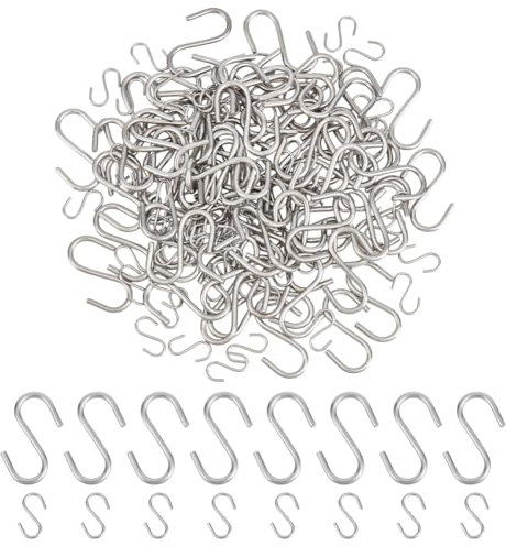 PH PandaHall 160Pcs Small S Hooks for Hanging, 2 Size Mini S Hook 304 Stainless Steel Hanging Hooks S Shaped Wire Hangers Ornament Storage Hangers for x Hanging Crafts Jewellery Key(1 inch/0.5 inch