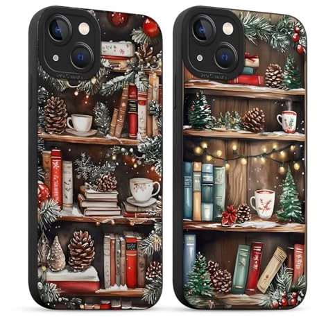 Coalbooliy 2 Stück Handyhülle für iPhone 14 hülle 6,1, Aesthetic Winter Frauen Mädchen Muster Design Schutzhülle Schwarz Silikon weiblich Cute Case Stoßfest Kratzfest Bumper Cover, 2