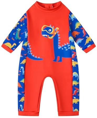 Ewbob Baby Swimming Warm Suit Long Sleeve One Piece Swimsuit Bathing Suits | Baby Swimming Warm Suit,Girls Swimming Costume,Long Sleeve,Rash Guard Zipper,Boys One Piece Swimsuit,Bathing Suits