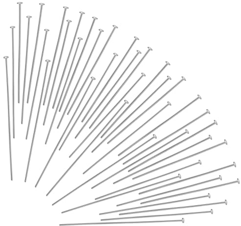 Nogeqi 600 Stück Kettelstifte Schmuckherstellung 3cm, 4cm, 5cm, Edelstahl Nietstifte Prismenstifte, Stecknadeln Ohne Kopf für Ohrring DIY Schmuckherstellung, Flat Head Pins for Jewelry Making