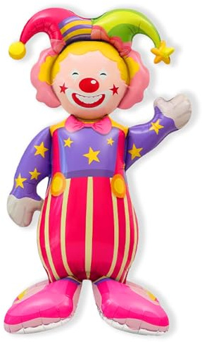 Whimzey Faschingsdeko Clown Ballon Stehend Groß 152×95cm,Zirkus Karneval Deko Luftballons,Stehender Clowns Luftballons Fasching,Luftballon Clown Deko,Clownballon XXL für Karnevals,Fastnacht,Geburtstag