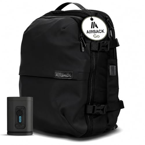 Airback GO Zaino Sottovuoto Viaggio con Pompa - 16-32L, Zaino Bagaglio a Mano con Sottovuoto per Cabina, Zaino Viaggio Leggero & Espandibile, Comodo e Resistente All'acqua, Nero