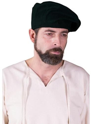 Burgschneider - Barett Harald - Schwarz (59 cm, für Damen & Herren, Wolle) Historisch - Medieval