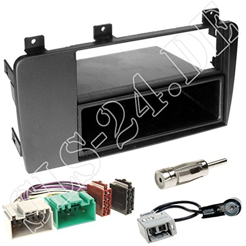 2-DIN Einbaurahmen Radioblende mit Fach + ISO Adapter + Antennenadapter für Volvo S60 / V70 ab 09.2004 bis 2009 / Volvo XC 70 ab 2004 bis 2007 nur für Fahrzeuge ohne Telefonbedienfeld