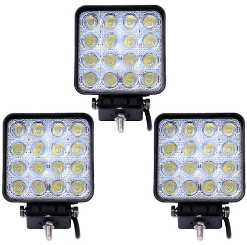 ALPHA DIMA 3pcs Arbeitslicht 48W LED Arbeitsscheinwerfer Offroad Flutlicht Spotlight Reflektor Scheinwerfer Arbeitsscheinwerfer Schwarz Aluminium Druckguss IP67 12V 24V