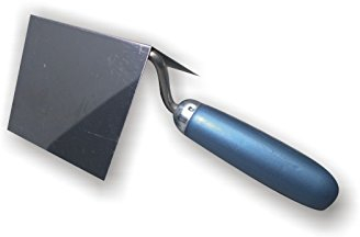 DEWEPRO® Kantenkelle für Innenecken - Eckkelle mit Edelstahlblatt 120x97x97mm und Holzgriff - Inneneckkelle - Eckenkelle - Eckspachtel