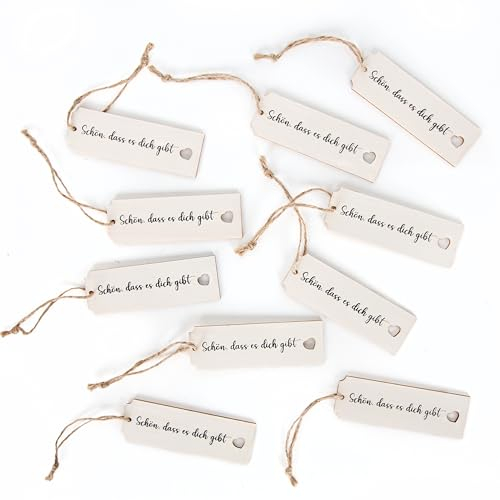 Logbuch-Verlag 10 Schön DASS es Dich gibt Geschenke Kommunion Hochzeit Anhänger aus Holz Gastgeschenk für Gäste 9 x 3 cm
