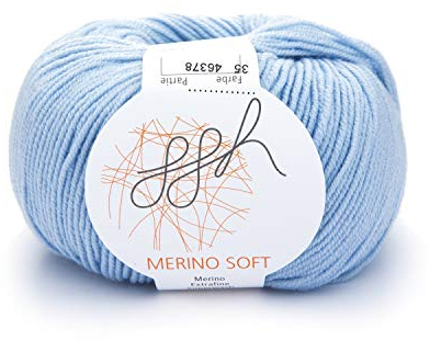 ggh Merino Soft - 100% Schurwolle (Merinowolle - Superwash) - 50g Wolle zum Stricken oder Häkeln/Farbe 035 - Hellblau