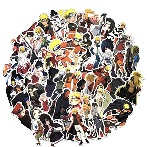 Jebester Naruto-Aufkleber, Anime-Cartoon-Aufkleber, wasserdicht, sonnenlichtecht, ideal für Autos, Motorräder, tragbare Gepäck, Laptops, 63 Stück
