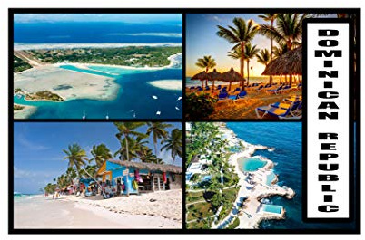 Dominican Republic – Karibik – Postkarten-Stil – Große Größe (7 cm x 4,5 cm) – Geschenkidee – Tourismus