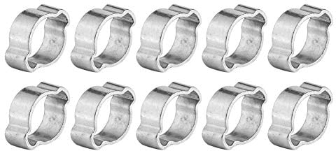 Wendry Schlauchschellen, Ohrschellen, Zwei-Ohr-Schlauchschelle aus verzinktem Edelstahl, Schlauchklemme, 5-23 mm für Fule-Benzinrohr, Clip (10 STÜCKE)(9-11MM)