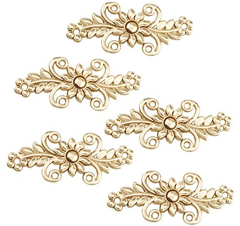WANDIC Clips para Cárdigan, 5 Pares de Cierres Retro de Capa de Flores de Crisantemo, Ganchos y Ojos, Cierre de Clip para Suéter, Chal, Color Dorado Claro