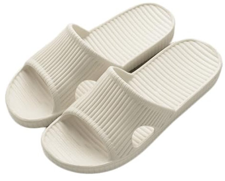 Rojeam Bathroom Slippers Men Women House Shoes Indoor Outdoor Shower Slides Beige 4.5/5.5 UK