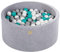 MEOWBABY Piscina de Bolas Velvet 90x40cm/300 Bolas ø 7cm para Bébé, Redonda Hecho en EU, Gris Claro: Turquesa/Gris/Blanco