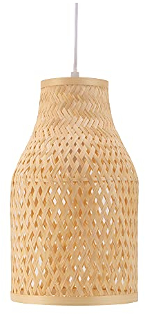 Pauleen 48198 Woody Romance Pendelleuchte max. 20 Watt Beige, Weiß Bambus, Metall E27