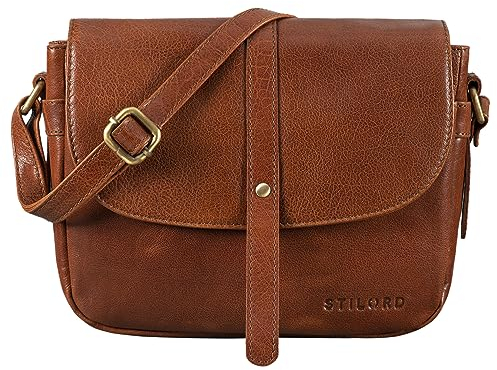 STILORD 'Kira' Umhängetasche Frauen Leder Vintage kleine Handtasche zum Ausgehen klassische Abendtasche Partytasche Freizeittasche Echtleder, Farbe:maraska - braun