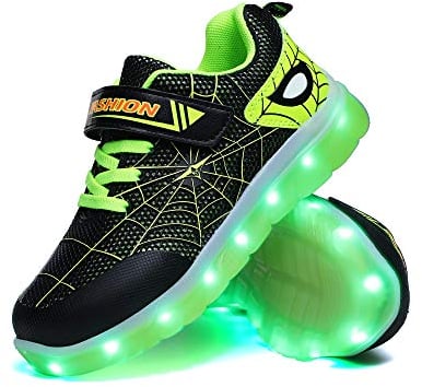WDRHC Unisex Kinder LED Schuhe 7 Farbe USB Aufladen LED Leuchtend Outdoor Sportschuhe Low Top Atmungsaktives Ultraleicht Wasserdicht Laufschuhe Gymnastik Turnschuhe Blinken Sneaker Für Jungen Mädchen