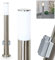 Außenwegeleuchte Caserta mit 2 Steckdosen, moderne Sockelleuchte aus Metall/Kunststoff in Nickel-matt/Weiß, Wegeleuchte 80 cm, Gartenlampe mit E27-Fassung, Gartenbeleuchtung IP44, ohne Leuchtmittel
