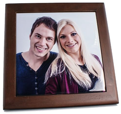 Untersetzer zum Selbstgestalten aus dunklem Holz und Keramik - Untersetzer mit individuellem Fotodruck - Tischuntersetzer zum Selbstgestalten