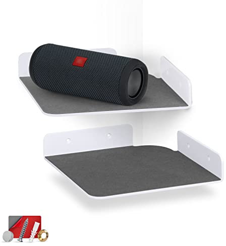 Brainwavz Eckregal für Lautsprecher, Bücher, Dekoration, Pflanzen, Kameras, Fotos, Küche, Bad, Router und mehr, universal, klein, 2 Stück