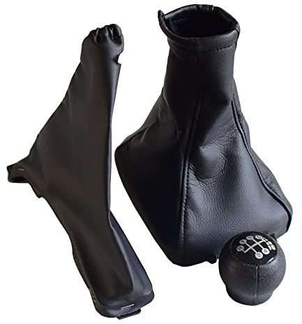 Kakulkomen Polaina de freno de mano de cuero negro de 5 velocidades, funda protectora contra el polvo, accesorios para Vauxhall Opel Astra II G Zafira A 1998-2010 (3 unidades combinadas)