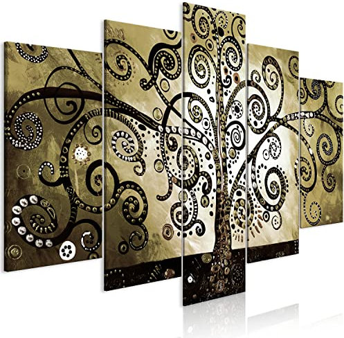 murando - Tableau décoratif vintage 225x112,5 cm - Impression sur toile colorée - Décoration murale pour salon et chambre - Noir blanc vert marron - Arbre abstrait klimt l-A-10010-b-a
