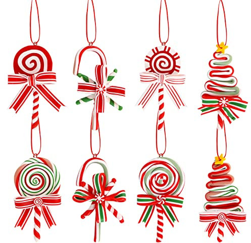 Gukasxi 8 Pièces Ornement de Sucette de Noël Suspendu pour Arbre et Décorations de Noël