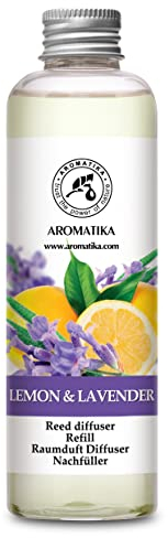 Raumduft Nachfüller Zitrone-Lavendel 200ml - Nachfüllflasche mit natürlichen ätherischen Ölen - Intensiv & Langanhaltend Aroma Lemon-Lavender - Natürlicher fur Raum/Küche - Raumlufterfrischer