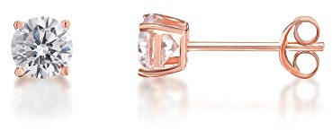 inSCINTILLE Lucciole Orecchini Punto Luce in Argento 925 Rodiato con Zirconia Cubica (Montatura Oro Rosa, 0.30 cm)