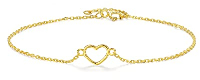 SILBERTALE Ketten Herz Armbänder Damen 925 Sterling Silber Einfaches Loveful Armbänder für Frauen