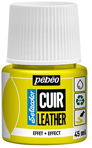 PEBEO - Setacolor Cuir - Peinture Acrylique pour Cuir et Similicuir – Personnalisation Sac, Chaussure, Sneaker - Résistance rayures, pliures, frottements – Effet fluo - Jaune Fluo - 45 ml