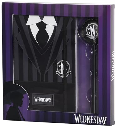 Karactermania Mercoledì Uniform-Confezione Regalo con Diario e Penna a Sfera Fashion, Nero