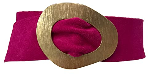 FISH IN THE SEA - Boho - Deep Pink - Wildleder - Gürtel - Taillen - Hüftgürtel - Ibiza breiter Gürtel mit goldener Schliesse