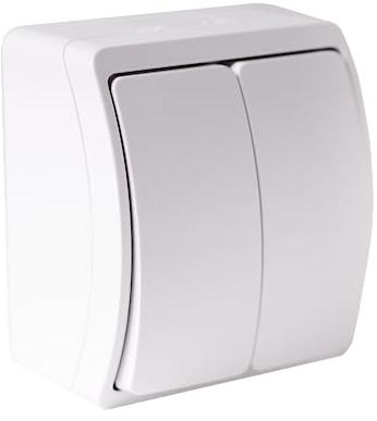 Feuchtraum Aufputz schalter 2-Fach, Wechselschalter IP44 schutzklass, Aufputz lichtschalter, Universalschalter, Viplast Weiß