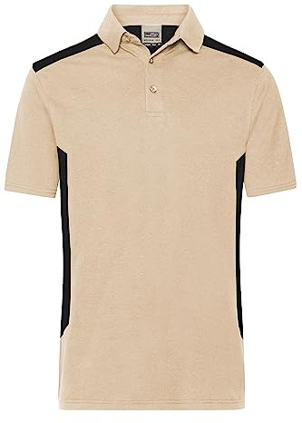 James & Nicholson Herren BIO Workwear Polo Kontrast - Pflegeleichtes Workwear Poloshirt aus Bio-Baumwolle und recyceltem Polyester | Farbe: stone/black | Grösse: 3XL