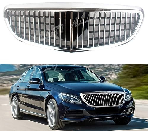 Auto Front Kühlergrille für Mercedes W205 C Klasse C250 C300 C400 2014-2021,A, Dauerhaft Frontstoßstange Radiator Kühlergrille Mittelnetz Grilles Radiator,normal-B