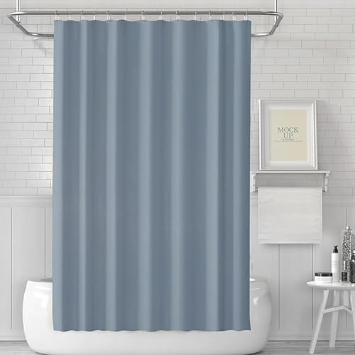 LUKDUNG 180x180 Badevorhang, Duschvorhang Anti-schimmel in Badezimmer, Vorhang für Badewanne Dusche aus Stoff Wasserdicht Waschbar, Waschbar PEVA Shower Curtain mit 12 Duschvorhangringe Blau