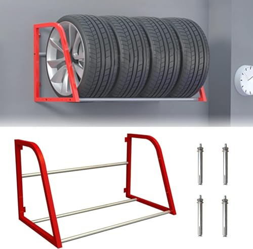 HACSYP Reifenhalter, Multi-Reifen-Aufbewahrungsständer, hält 300 kg an der Wand montiertes Reifenregal, for Bauernhof, Werkstatt, Zuhause, Garage, Carport