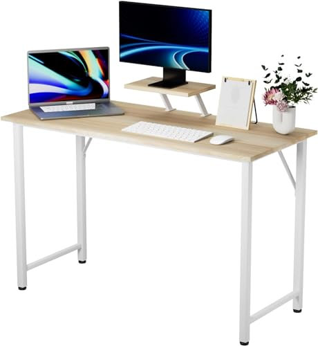 Lvhecforhm 100x50x75cm Bureau Informatique, Bureau d'Ordinateur avec Support d'Écran PC Gaming Table, Bureau d'Écriture, Simple Table de Bureau, Adapté au Bureaux, au Salon, Étudier, Travailler Chêne