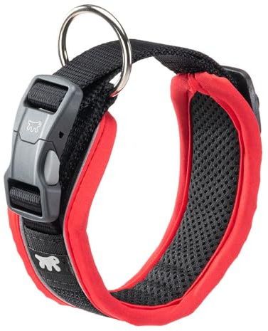 Ferplast Hundehalsband Genius C20/43, Reflektierend, Atmungsaktiv, Einstellbar, Magnetverschluss mit Schnellverschluss, Hundehalsband für mittelgroße Hunde, Weiche Polsterung, Rot