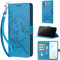 KENHONER Phone Case for Samsung Galaxy Note 10 Plus Case, with Card Slots Kickstand Magnetic Closure Shockproof Protective Wallte Cover compatible Samsung Galaxy Note 10 Plus Flower-Blue