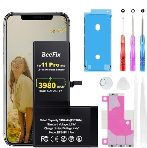 Beefix Batteria per iPhone 11 Pro, 3980mAh Batteria Sostitutiva ad Alta Capacità Batteria di Ricambio compatibile con il con Strumenti di Riparazione Professionale